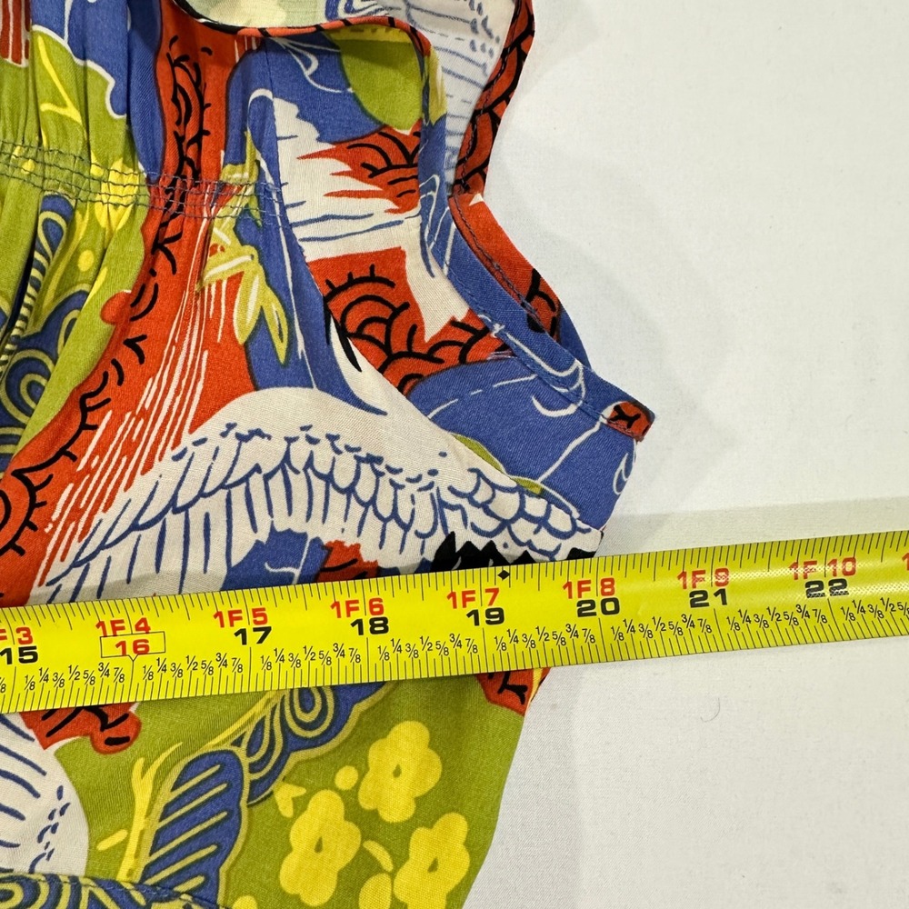 Trashy Diva Candice Gwinn Crane Print Dress Womens 14 Rayon V Neck Rockabilly - Picture 7 of 8
